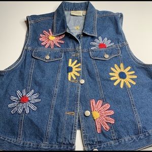 Susan Bristol Jean floral vest XL